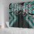 Turquoise Aotearoa Tukutuku Manawa Tapu Shower Curtain Ta Moko Toi Maori