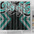 Turquoise Aotearoa Tukutuku Manawa Tapu Shower Curtain Ta Moko Toi Maori