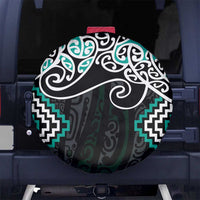 Turquoise Aotearoa Tukutuku Manawa Tapu Spare Tire Cover Ta Moko Toi Maori