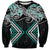 Turquoise Aotearoa Tukutuku Manawa Tapu Sweatshirt Ta Moko Toi Maori