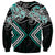 Turquoise Aotearoa Tukutuku Manawa Tapu Sweatshirt Ta Moko Toi Maori