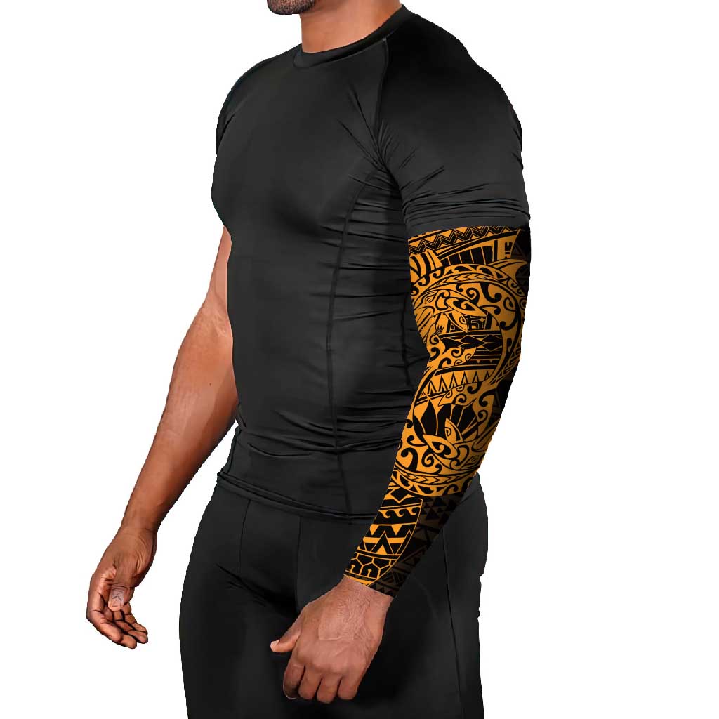 Gold Couple Dolphins Maori Polynesian Style Arm Sleeves - Polynesian Pride
