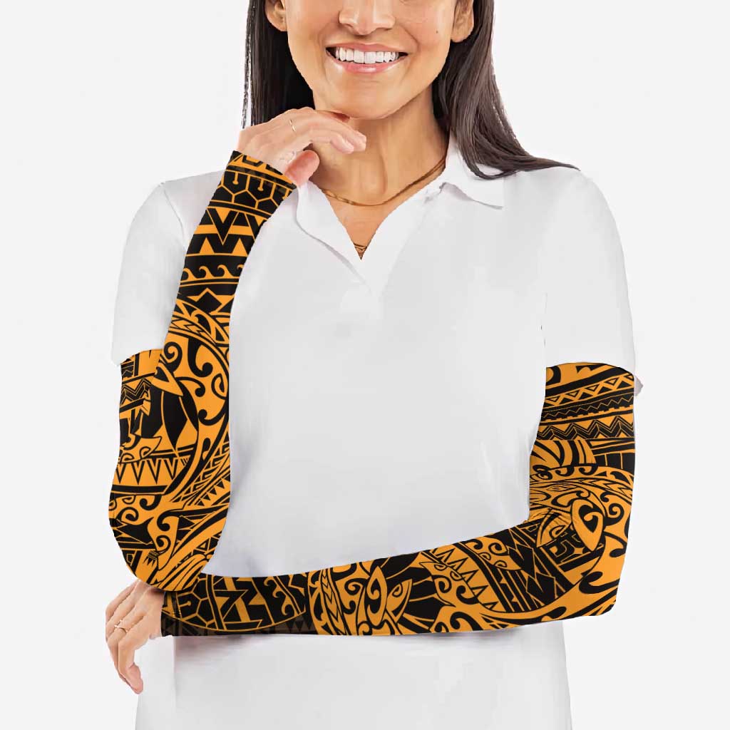 Gold Couple Dolphins Maori Polynesian Style Arm Sleeves - Polynesian Pride