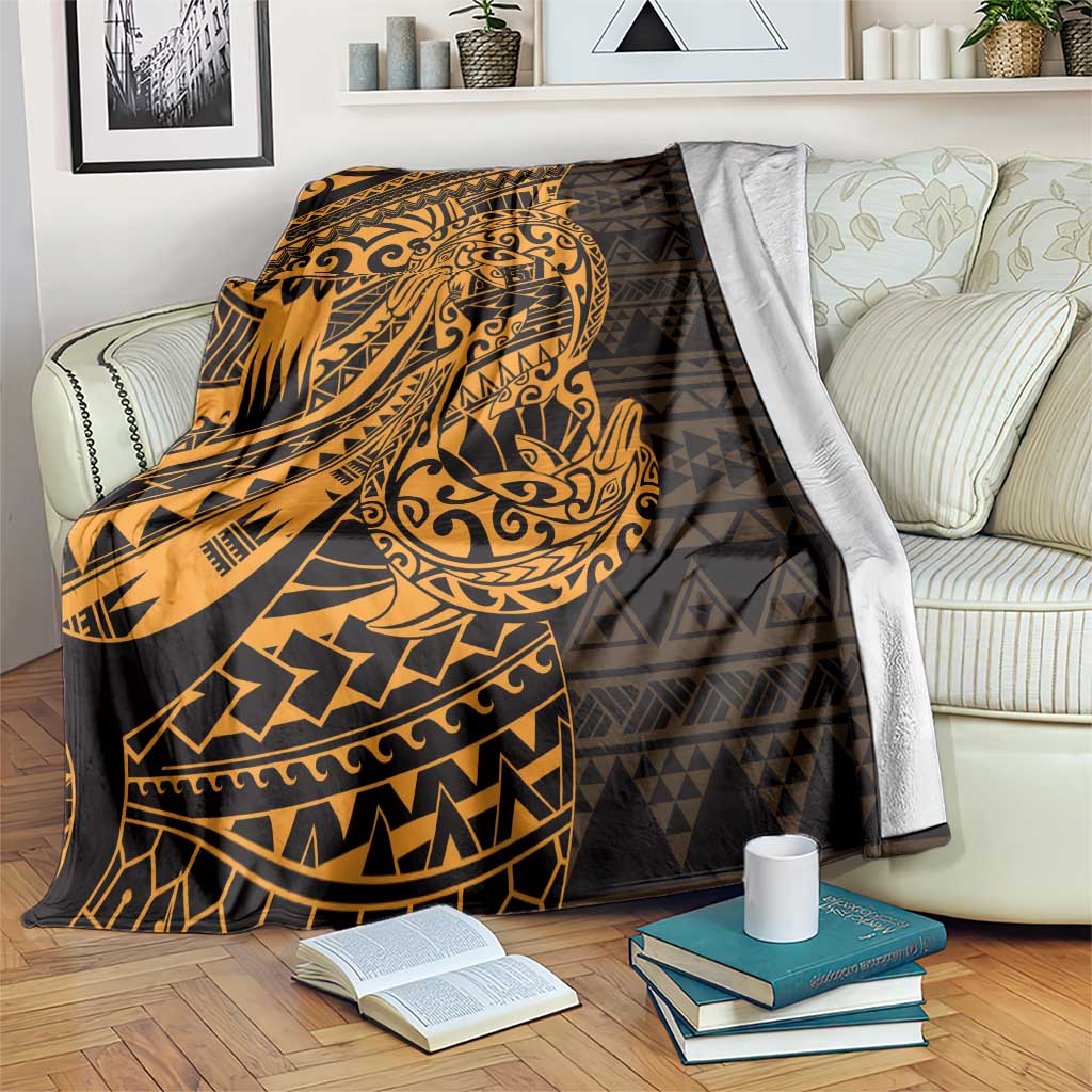 Gold Couple Dolphins Maori Polynesian Style Blanket