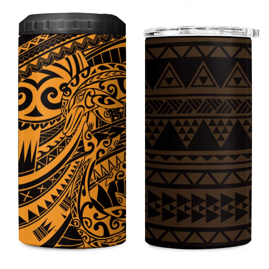 Gold Couple Dolphins Maori Polynesian Style 4 in 1 Can Cooler Tumbler