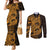 Gold Couple Dolphins Maori Polynesian Style Couples Matching Mermaid Dress and Long Sleeve Button Shirt