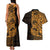 Gold Couple Dolphins Maori Polynesian Style Couples Matching Tank Maxi Dress and Hawaiian Shirt