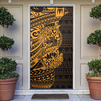 Gold Couple Dolphins Maori Polynesian Style Door Cover - Polynesian Pride