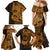 Gold Couple Dolphins Maori Polynesian Style Family Matching Mermaid Dress and Hawaiian Shirt