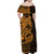 Gold Couple Dolphins Maori Polynesian Style Family Matching Off Shoulder Maxi Dress and Hawaiian Shirt