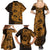 Gold Couple Dolphins Maori Polynesian Style Family Matching Summer Maxi Dress and Hawaiian Shirt