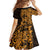 Gold Couple Dolphins Maori Polynesian Style Kid Short Sleeve Dress