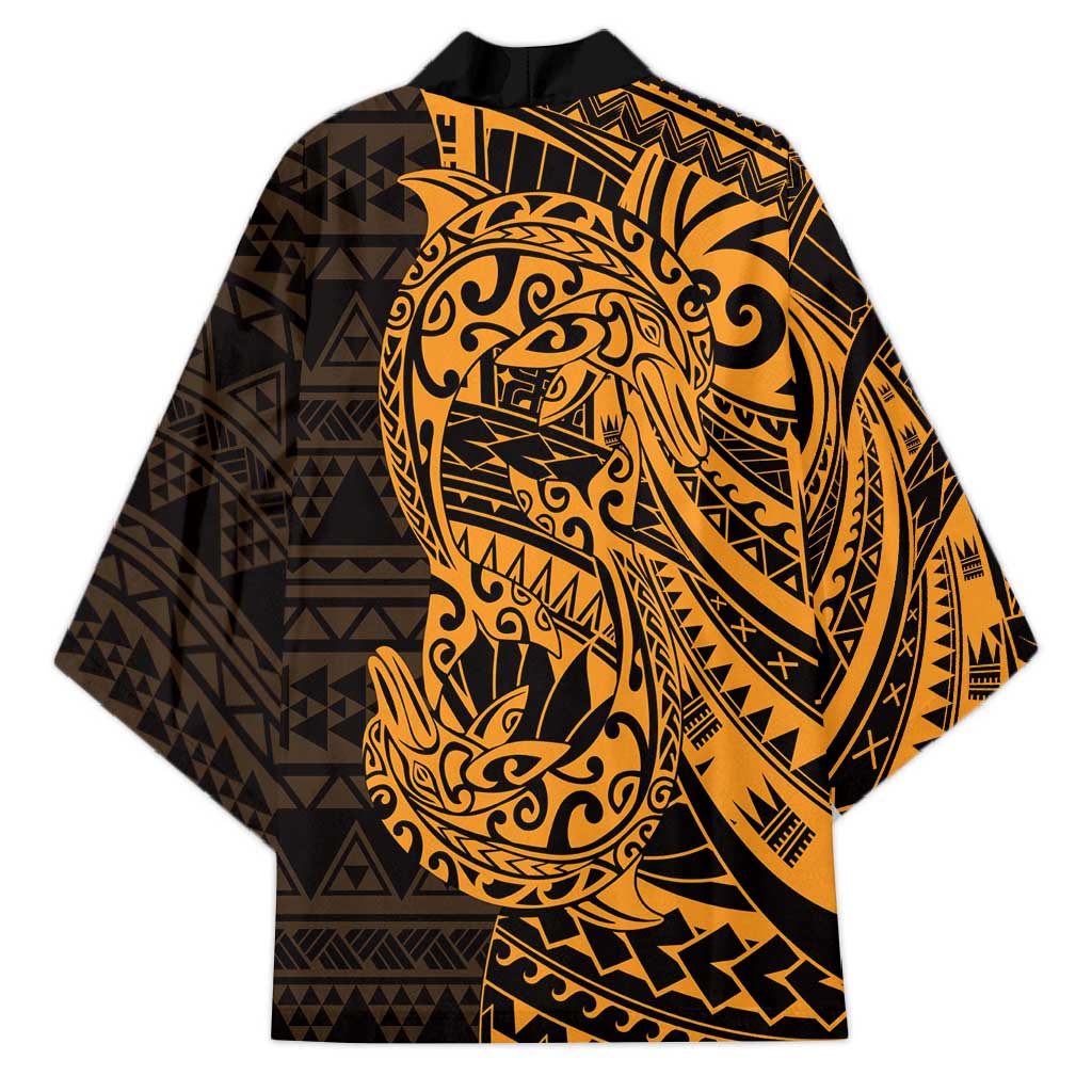 Gold Couple Dolphins Maori Polynesian Style Kimono - Polynesian Pride