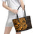 Gold Couple Dolphins Maori Polynesian Style Leather Tote Bag