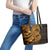 Gold Couple Dolphins Maori Polynesian Style Leather Tote Bag