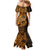 Gold Couple Dolphins Maori Polynesian Style Mermaid Dress