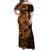 Gold Couple Dolphins Maori Polynesian Style Off Shoulder Maxi Dress