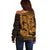 Gold Couple Dolphins Maori Polynesian Style Off Shoulder Sweater