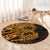 Gold Couple Dolphins Maori Polynesian Style Round Carpet