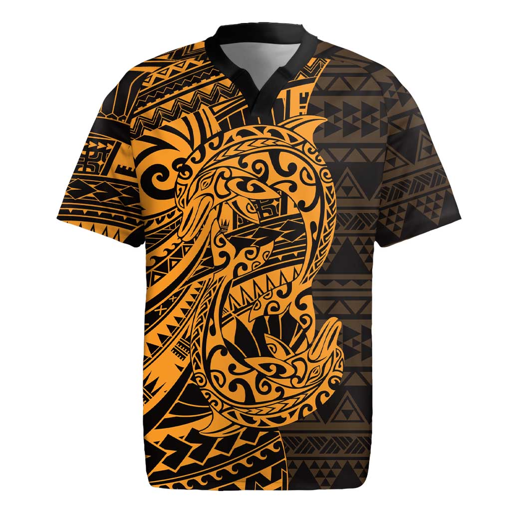 Gold Couple Dolphins Maori Polynesian Style Rugby Jersey