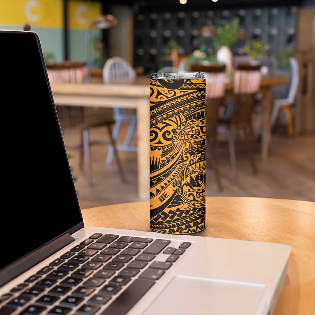 Gold Couple Dolphins Maori Polynesian Style Skinny Tumbler