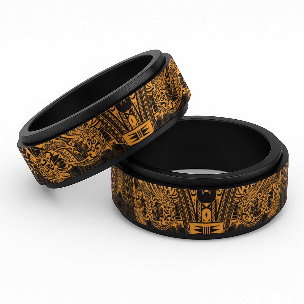 Gold Couple Dolphins Maori Polynesian Style Spinner Ring - Polynesian Pride