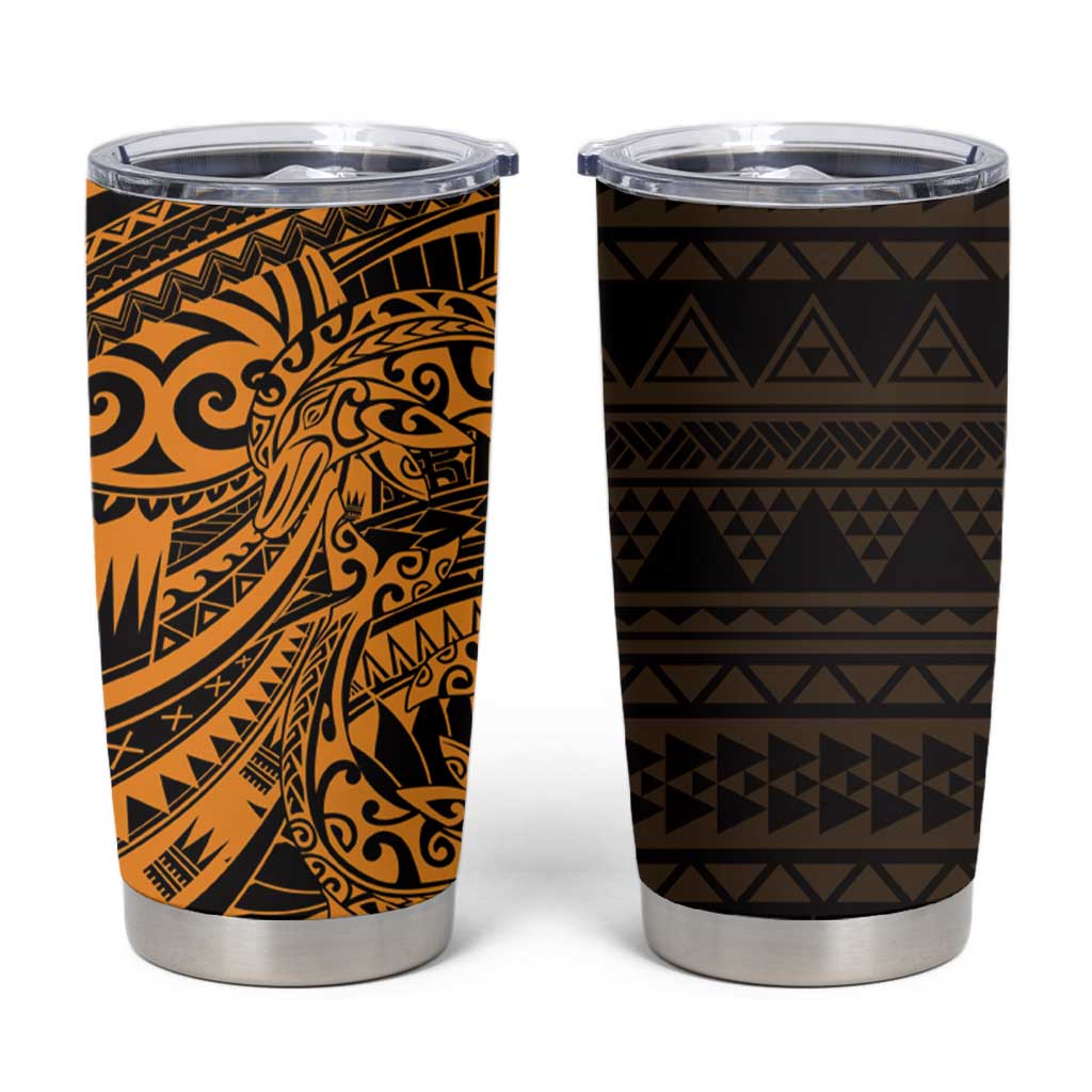 Gold Couple Dolphins Maori Polynesian Style Tumbler Cup