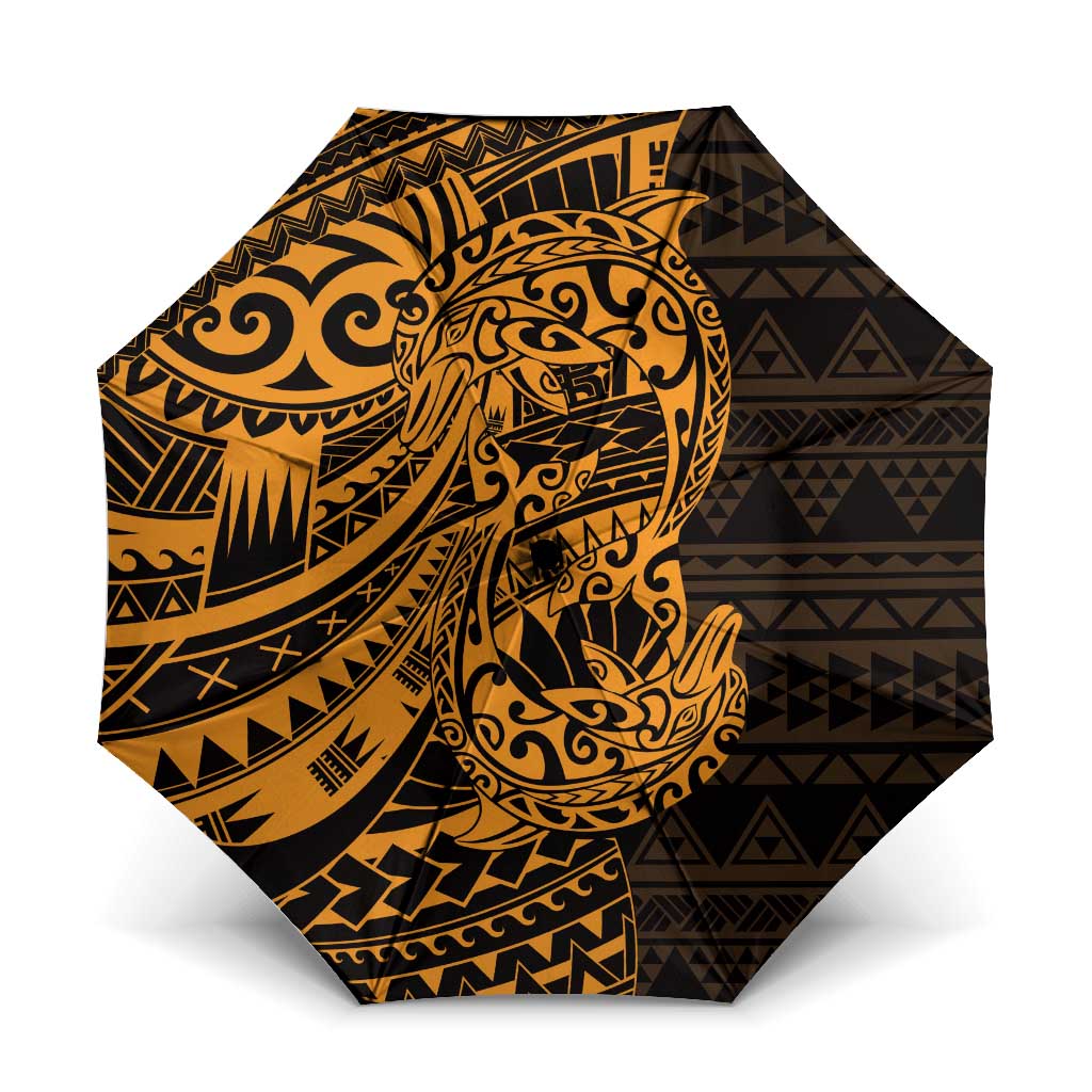 Gold Couple Dolphins Maori Polynesian Style Umbrella - Polynesian Pride