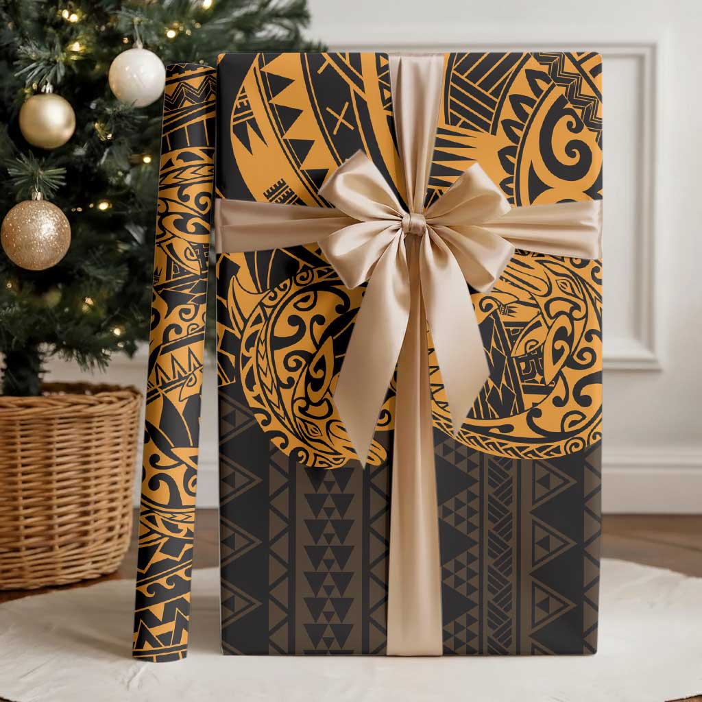 Gold Couple Dolphins Maori Polynesian Style Wrapping Paper - Polynesian Pride