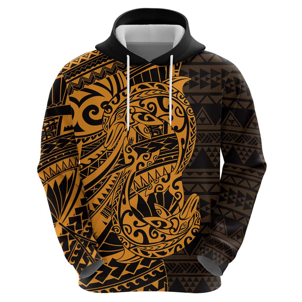 Gold Couple Dolphins Maori Polynesian Style Zip Hoodie