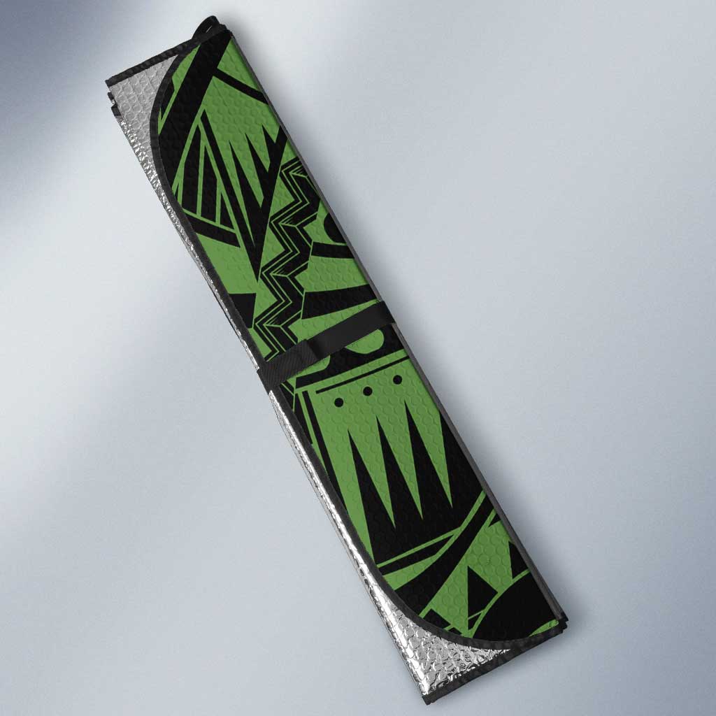 Green Couple Dolphins Maori Polynesian Style Auto Sun Shade - Polynesian Pride
