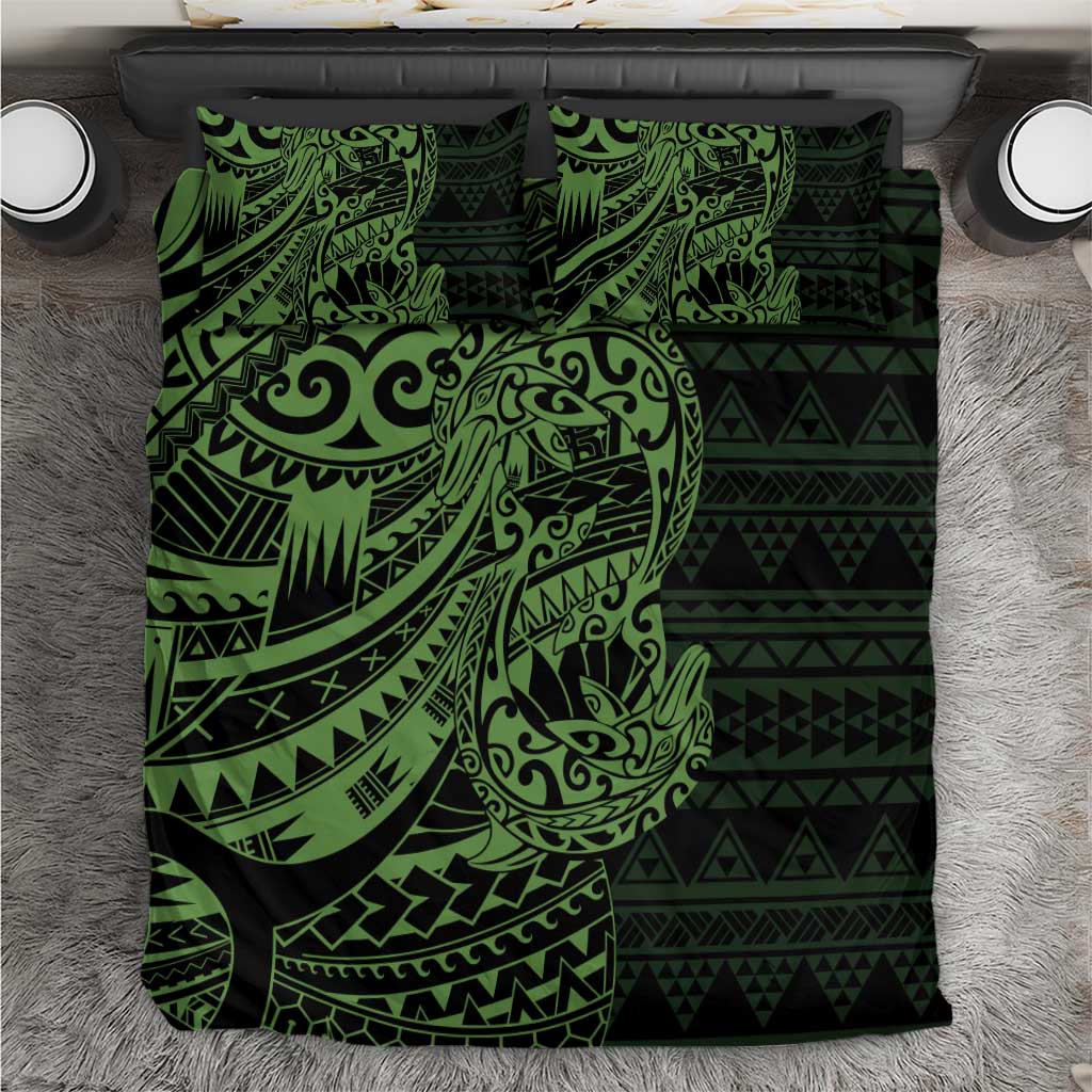 Green Couple Dolphins Maori Polynesian Style Bedding Set