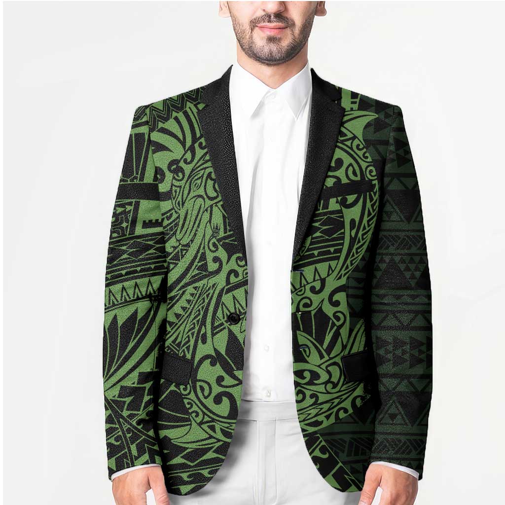 Green Couple Dolphins Maori Polynesian Style Blazer - Polynesian Pride