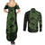 Green Couple Dolphins Maori Polynesian Style Couples Matching Summer Maxi Dress and Long Sleeve Button Shirt