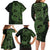 Green Couple Dolphins Maori Polynesian Style Family Matching Long Sleeve Bodycon Dress and Hawaiian Shirt