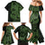 Green Couple Dolphins Maori Polynesian Style Family Matching Mermaid Dress and Hawaiian Shirt