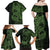 Green Couple Dolphins Maori Polynesian Style Family Matching Off Shoulder Maxi Dress and Hawaiian Shirt