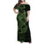 Green Couple Dolphins Maori Polynesian Style Family Matching Off Shoulder Maxi Dress and Hawaiian Shirt