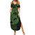 Green Couple Dolphins Maori Polynesian Style Family Matching Summer Maxi Dress and Hawaiian Shirt