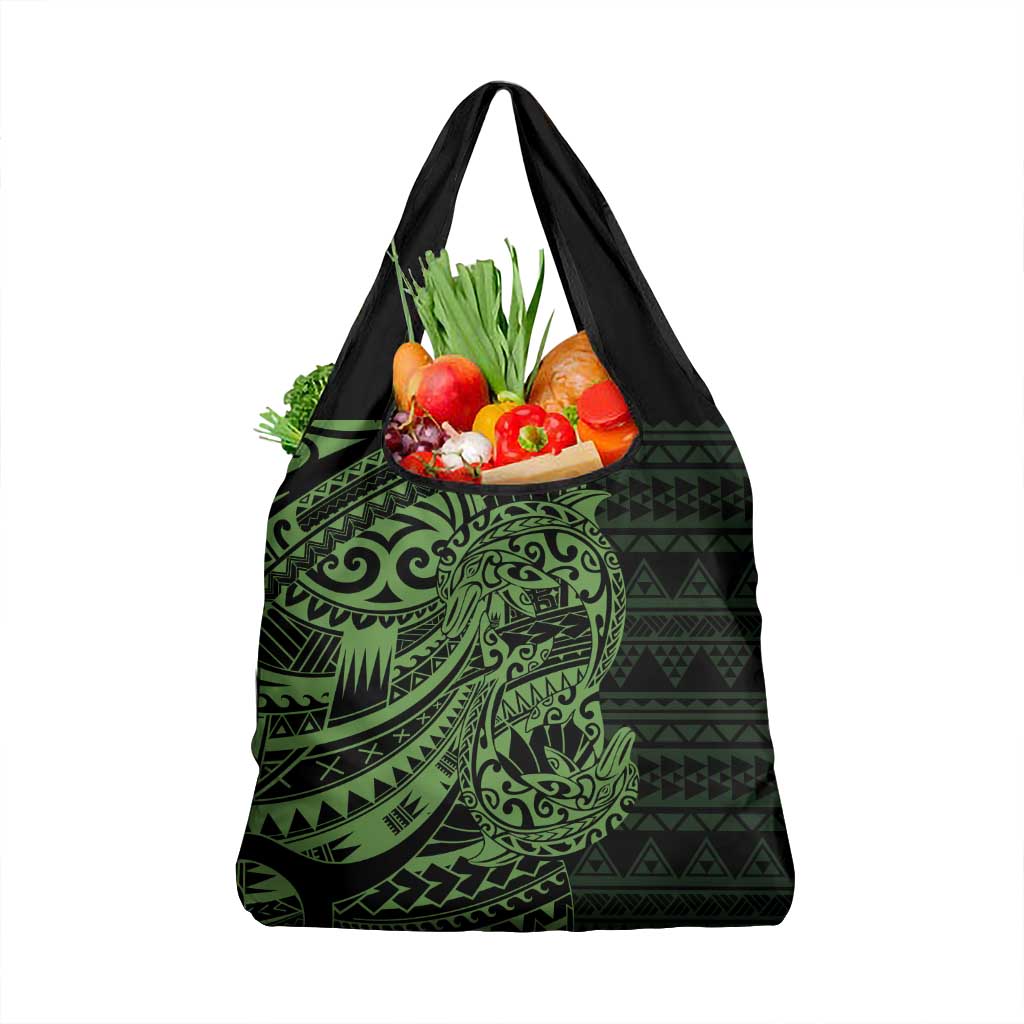 Green Couple Dolphins Maori Polynesian Style Grocery Bag