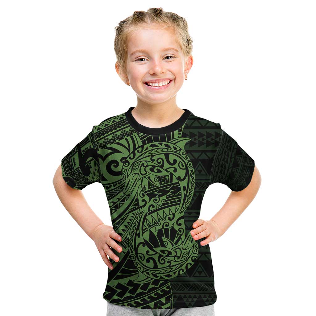 Green Couple Dolphins Maori Polynesian Style Kid T Shirt