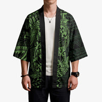 Green Couple Dolphins Maori Polynesian Style Kimono - Polynesian Pride