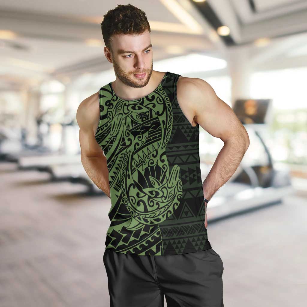 Green Couple Dolphins Maori Polynesian Style Men Tank Top