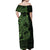 Green Couple Dolphins Maori Polynesian Style Off Shoulder Maxi Dress