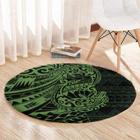 Green Couple Dolphins Maori Polynesian Style Round Carpet