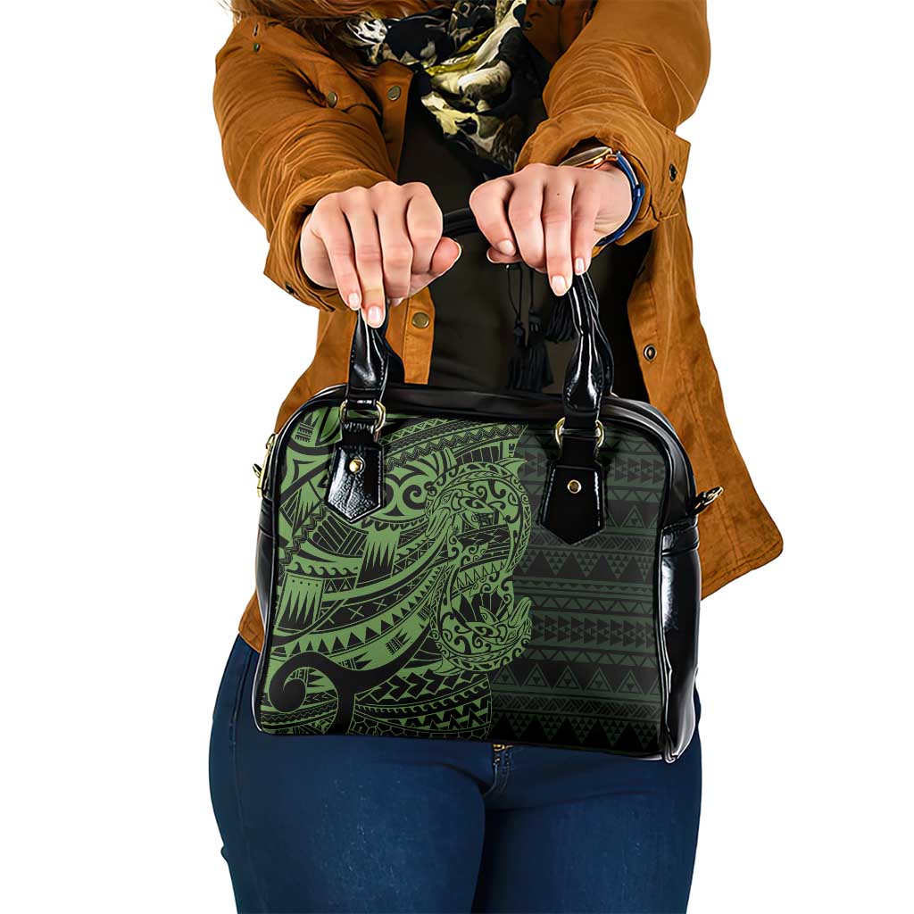 Green Couple Dolphins Maori Polynesian Style Shoulder Handbag