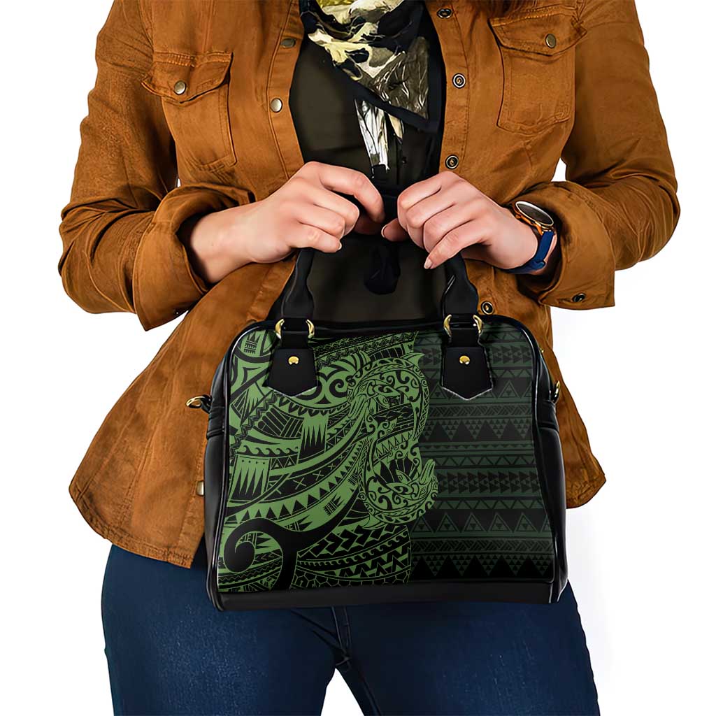 Green Couple Dolphins Maori Polynesian Style Shoulder Handbag