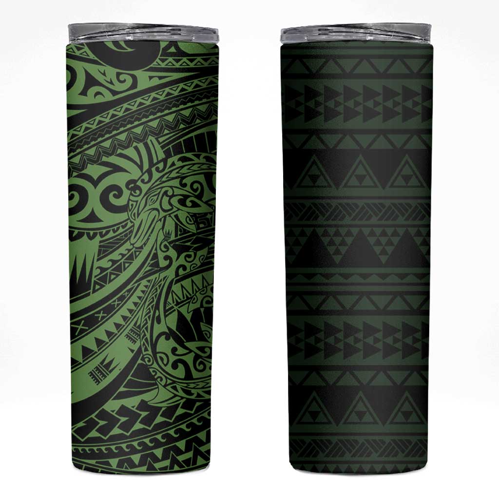 Green Couple Dolphins Maori Polynesian Style Skinny Tumbler