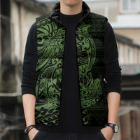 Green Couple Dolphins Maori Polynesian Style Sleeveless Puffer Jacket - Polynesian Pride
