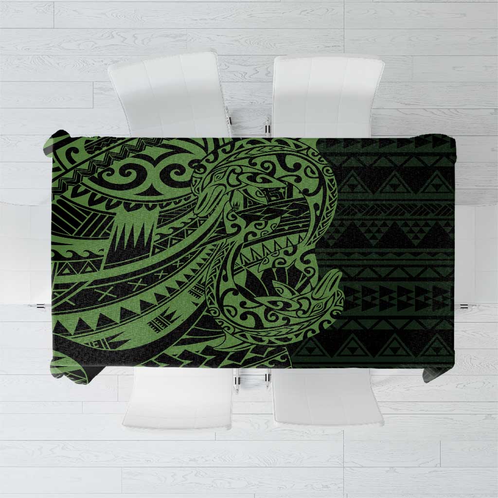 Green Couple Dolphins Maori Polynesian Style Tablecloth